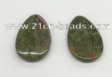 NGP5533 35*55mm flat teardrop unakite gemstone pendants