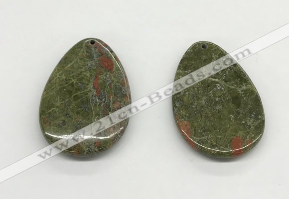 NGP5533 35*55mm flat teardrop unakite gemstone pendants