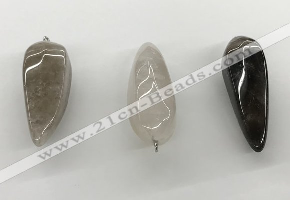 NGP5542 14*40mm - 23*58mm teardrop smoky quartz pendants