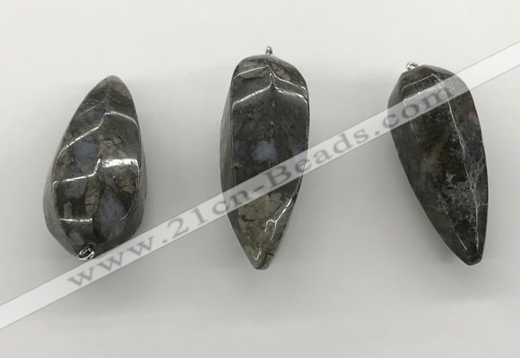 NGP5557 14*40mm - 23*58mm teardrop grey opal pendants