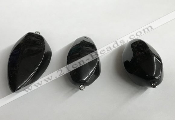 NGP5573 18*40mm - 23*58mm teardrop black agate pendants