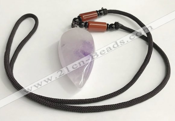 NGP5580 Lavender amethyst teardrop pendant with nylon cord necklace