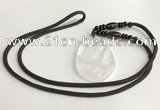 NGP5590 White crystal freeform pendant with nylon cord necklace