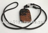 NGP5621 Mahogany obsidian rectangle pendant with nylon cord necklace