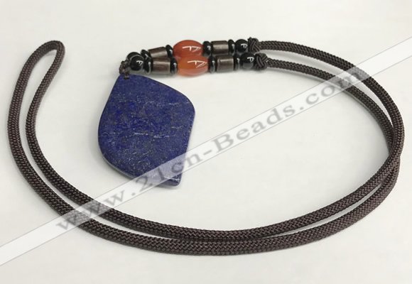 NGP5626 Lapis lazuli marquise pendant with nylon cord necklace