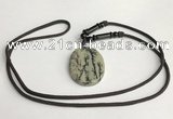 NGP5632 Jasper oval pendant with nylon cord necklace