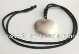 NGP5637 Shell flat round pendant with nylon cord necklace