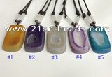 NGP5652 Agate rectangle pendant with nylon cord necklace