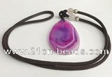 NGP5657 Agate flat teardrop pendant with nylon cord necklace