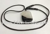 NGP5664 Agate rectangle pendant with nylon cord necklace