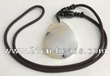 NGP5668 Agate flat teardrop pendant with nylon cord necklace