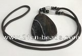 NGP5675 Agate flat teardrop pendant with nylon cord necklace