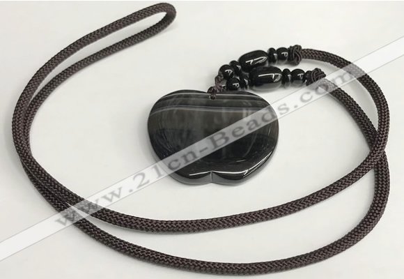 NGP5680 Agate apple pendant with nylon cord necklace