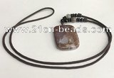 NGP5696 Agate rectangle pendant with nylon cord necklace