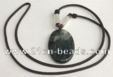 NGP5699 Agate oval pendant with nylon cord necklace