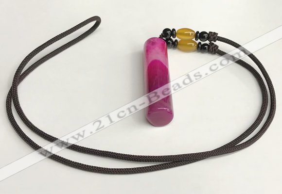 NGP5705 Agate tube pendant with nylon cord necklace