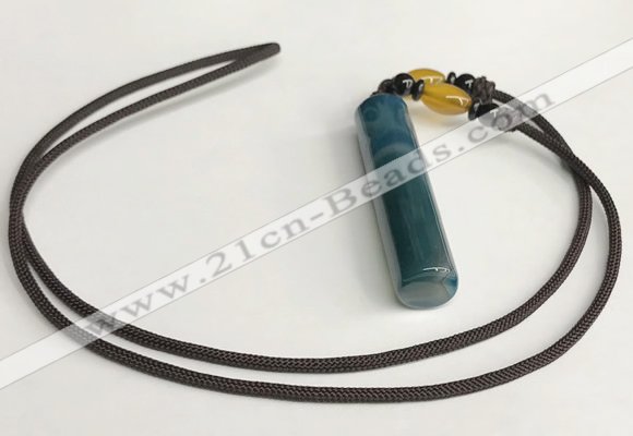 NGP5706 Agate tube pendant with nylon cord necklace