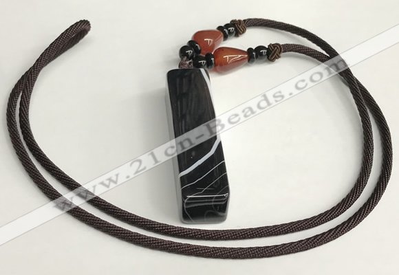 NGP5711 Agate cuboid pendant with nylon cord necklace