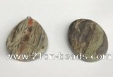 NGP5748 30*40mm flat teardrop rainforest agate pendants