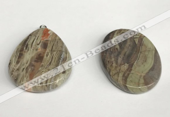 NGP5748 30*40mm flat teardrop rainforest agate pendants