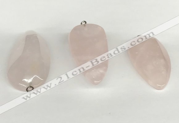 NGP5771 22*48mm - 25*55mm flat teardrop rose quartz pendants