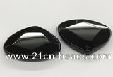 NGP5789 43*53mm faceted flat teardrop black agate pendants