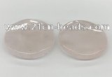 NGP5844 50mm flat round rose quartz pendants wholesale