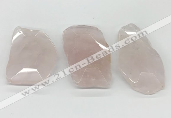 NGP5848 35*50mm - 50*70mm faceted freeform rose quartz slab pendants