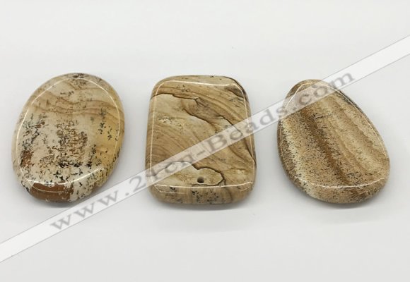 NGP5871 35*55mm freeform picture jasper pendants wholesale