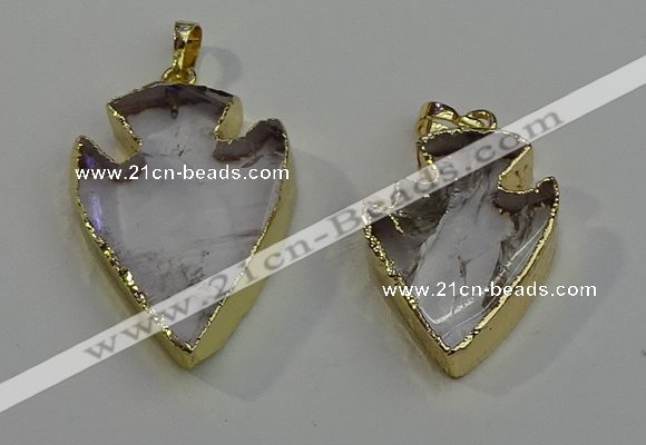 NGP6004 22*30mm - 25*35mm arrowhead white crystal pendants