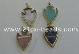 NGP6005 22*30mm - 25*35mm arrowhead mixed gemstone pendants