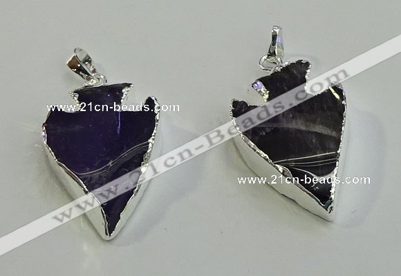 NGP6006 22*30mm - 25*35mm arrowhead amethyst pendants