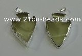 NGP6007 22*30mm - 25*35mm arrowhead lemon quartz pendants