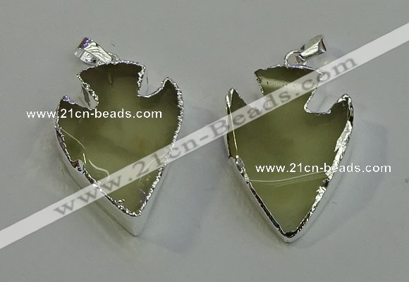 NGP6007 22*30mm - 25*35mm arrowhead lemon quartz pendants