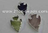 NGP6009 22*30mm - 25*35mm arrowhead mixed gemstone pendants