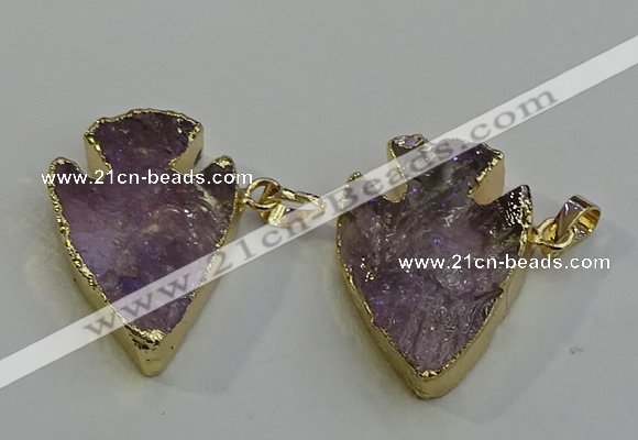 NGP6011 25*30mm - 30*35mm arrowhead amethyst pendants