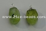 NGP6014 18*30mm - 22*35mm freeform green rutilated quartz pendants