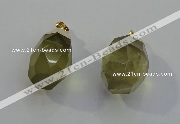 NGP6021 18*30mm - 22*35mm freeform lemon quartz pendants