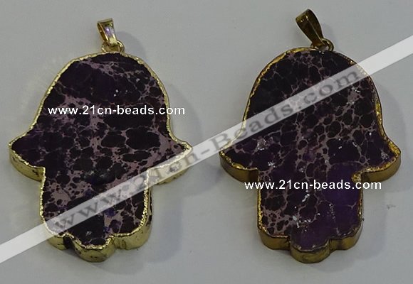 NGP6031 22*40mm - 25*45mm hamsahand sea sediment jasper pendants