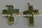 NGP6040 30*40mm - 35*45mm cross green rutilated quartz pendants