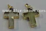 NGP6041 30*40mm - 35*45mm cross lemon quartz pendants