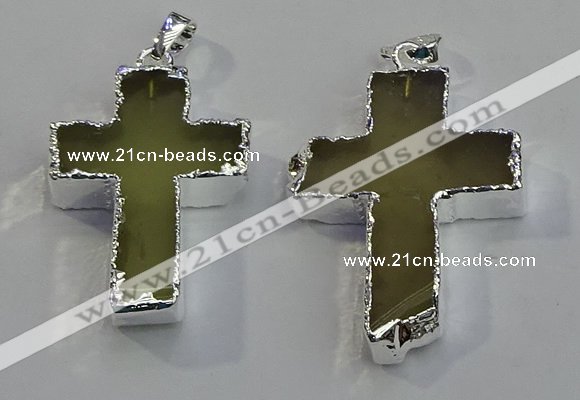 NGP6047 30*40mm - 35*45mm cross lemon quartz pendants