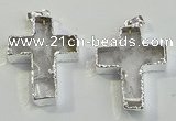 NGP6048 30*40mm - 35*45mm cross white crystal pendants