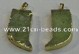 NGP6052 15*40mm - 18*45mm horn green rutilated quartz pendants