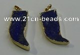 NGP6056 15*40mm - 18*45mm horn lapis lazuli pendants