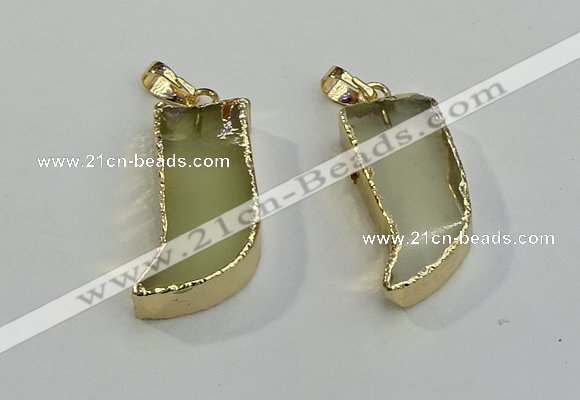 NGP6058 15*40mm - 18*45mm horn lemon quartz pendants