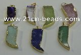 NGP6060 15*40mm - 18*45mm horn mixed gemstone pendants