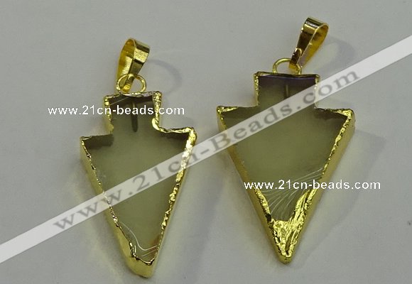 NGP6062 20*40mm - 25*45mm arrowhead lemon quartz pendants