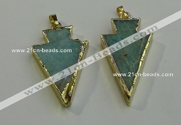 NGP6066 20*40mm - 25*45mm arrowhead amazonite pendants