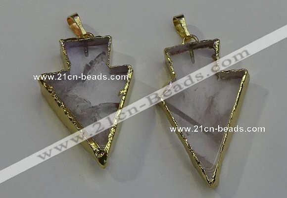 NGP6067 20*40mm - 25*45mm arrowhead white crystal pendants